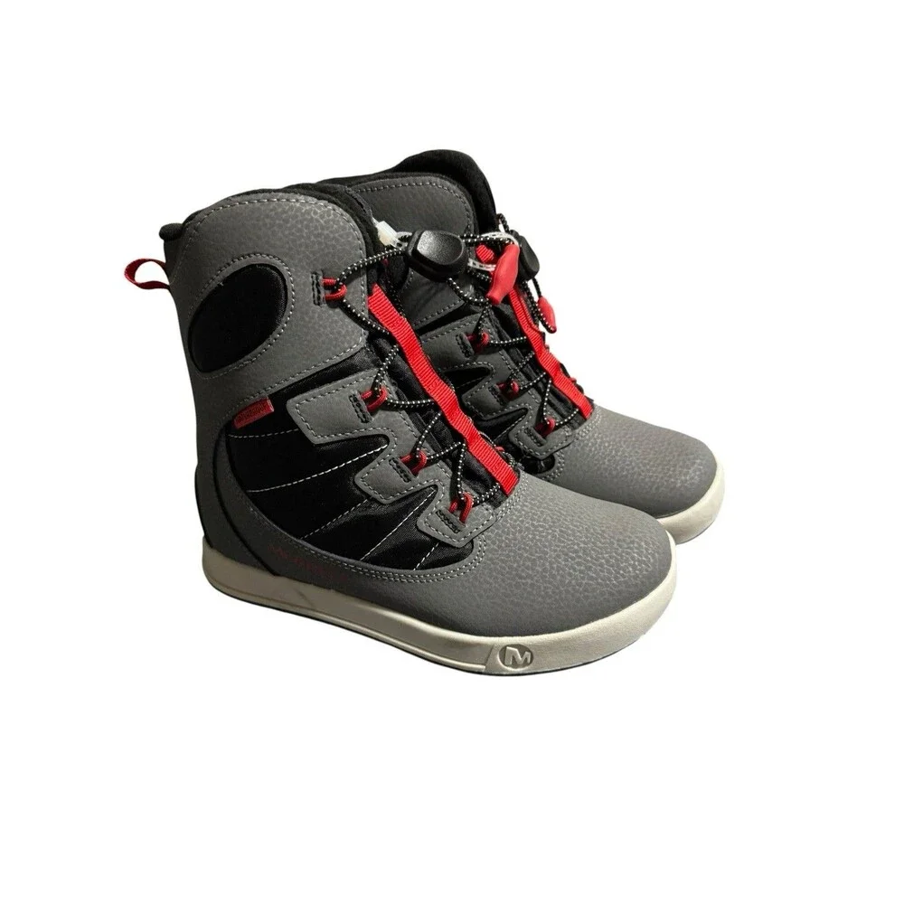 Merrell Kids Snow Bank 4.0 Boots New Size 1 Gray/Red/Black -25F/-32C